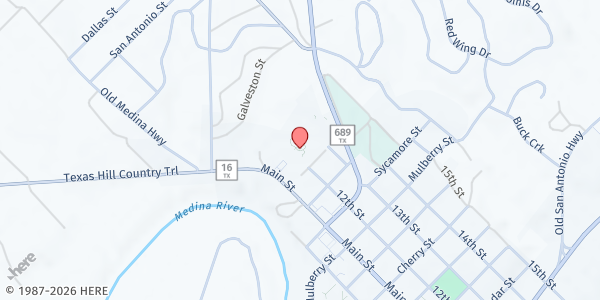 Map showing Bandera Village of Hope Helping Hand at 1116 12th St., Bandera, TX