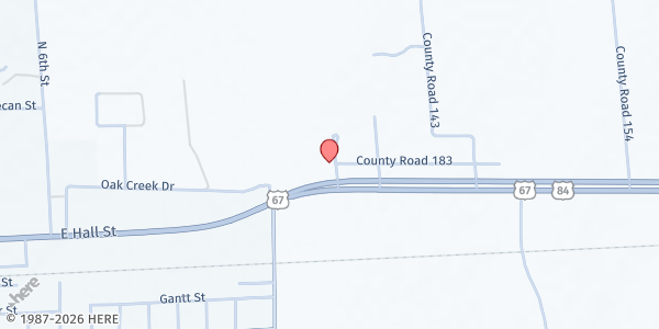 Map showing Bangs Food Pantry at 104 Co Rd 183, Bangs, TX