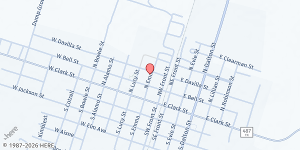 Map showing Bartlett Mobile Pantry at 210 W Bell St., Bartlett, TX