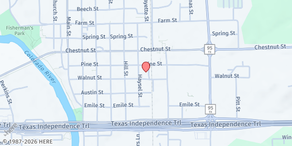 Map showing Bastrop County Emergency Food Pantry at 806 Fayette Street, Bastrop, TX