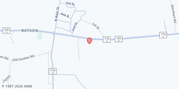 Map showing New Life Assembly of God at 42493 TX-105, Batson, TX