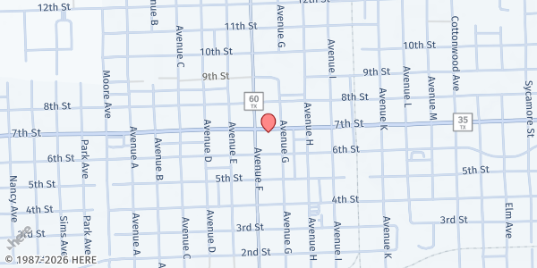 Map showing Nichols Street Church of Christ at 1200 Nichols Ave, Bay City, TX