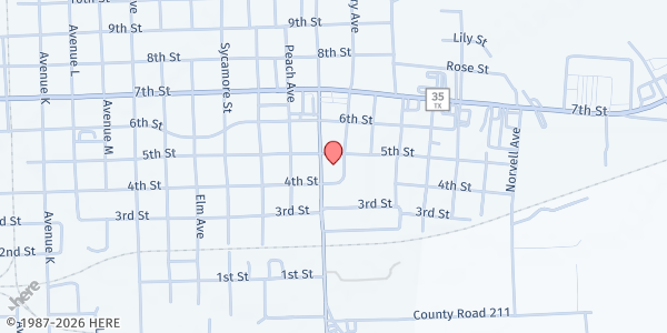 Map showing St. Paul's United Methodist Church at 3102 5th St., Bay City, TX