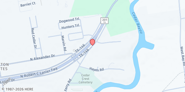 Map showing Missouri Street Church of Christ at 3400 TX-146BUS, Baytown, TX