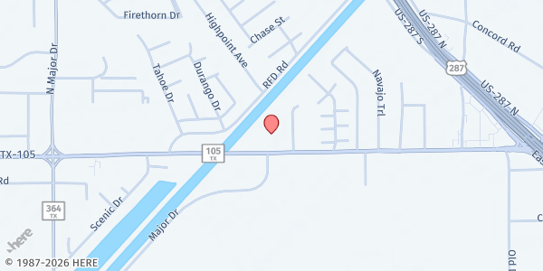 Map showing Friendship Baptist Church at 6750 TX-105, Beaumont, TX