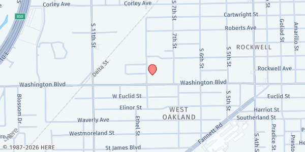 Map showing House of Prayer Missionary Church at 3350 Washington Blvd., Beaumont, TX