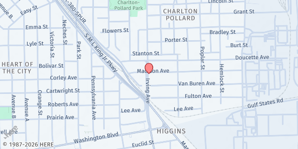 Map showing New Day Deliverance Holiness Church at 1310 Van Buren St., Beaumont, TX