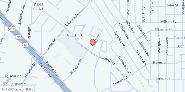 Map showing Nutrition & Services For Seniors - Beaumont at 4590 Concord Rd., Beaumont, TX