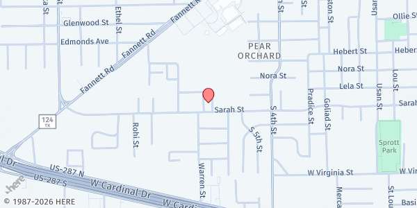 Map showing Our Mother of Mercy Catholic Church at 3390 Sarah St., Beaumont, TX