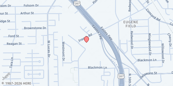 Map showing Raintree Towers at 3030 French Rd., Beaumont, TX