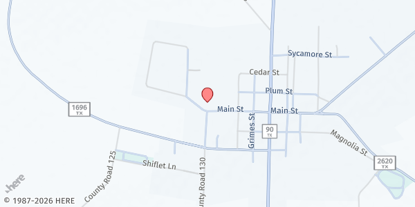 Map showing Bedias Food Pantry at 3203 Main St., Bedias, TX
