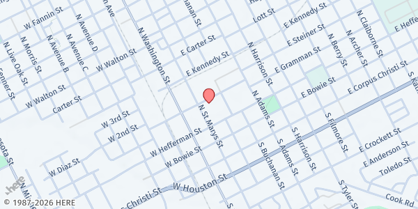 Map showing FUMC Beeville Mission Food Pantry at 106 E. Cleveland St., Beeville, TX