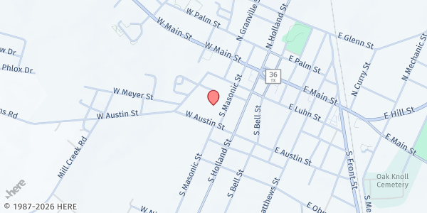 Map showing Bellville Methodist Church at 234 S Masonic St, Bellville, TX