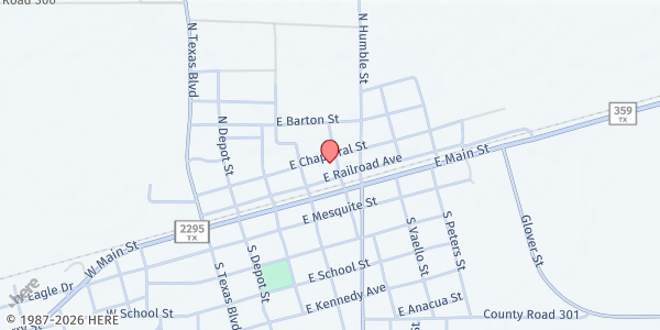 Map showing Mobile Pantry - Benavides (NAD) at 213 Clark St., Benavides, TX