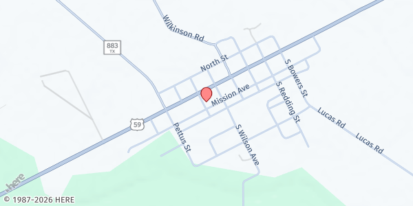 Map showing St. Philip's Episcopal Outreach - Berclair at 45 N. Saratoga Ave., Berclair, TX