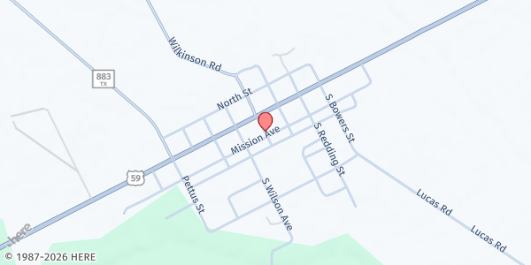 Map showing St. Phillip's Episcopal Food Pantry at 45 S. Saratoga, Berclair, TX