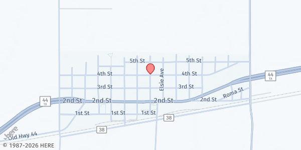 Map showing Voices of the Colonia - Mobile Pantry Distribution Site at 405 Pearl Ave, Bishop, TX