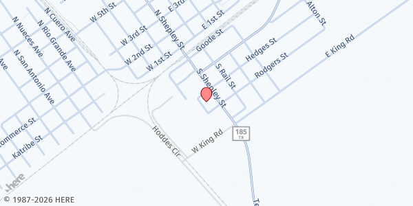 Map showing Victoria County-Bloomington Mobile Food Distribution at 13316 TX-185, Bloomington, TX