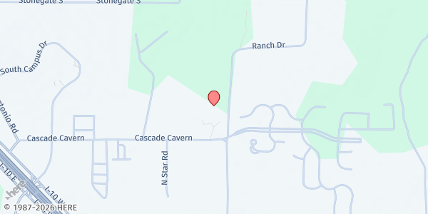 Map showing Hill Country Daily Bread Ministries at 38 Cascade Cavern, Boerne, TX