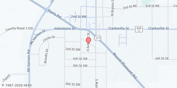 Map showing Bogata Food Pantry at 209 2nd Street, Bogata, TX