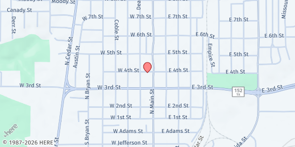 Map showing Living Water Ministries at 103 W 4th St, Borger, TX