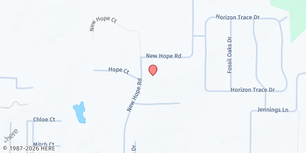 Map showing New Hope Baptist Church at 782 New Hope Rd, Boyd, TX