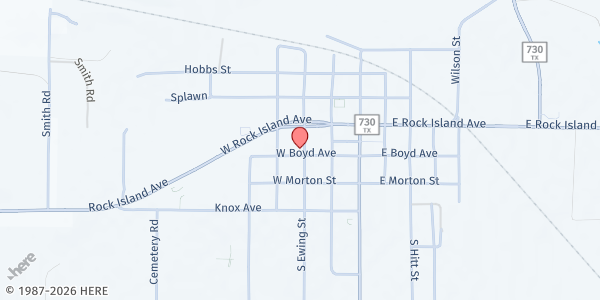 Map showing South Wise Services at 449 W Rock Island Ave, Boyd, TX