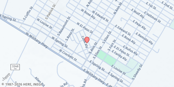 Map showing First United Methodist Church at 105 James St, Brackettville, TX