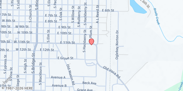 Map showing McCulloch County Resource Center at 906 E. 11th St., Brady, TX
