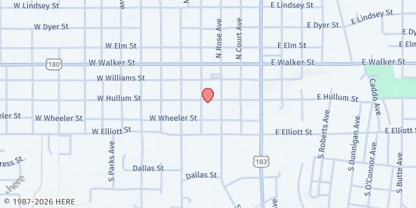 Map showing First Baptist Church Breckenridge at 301 S. Rose Ave., Breckenridge, TX