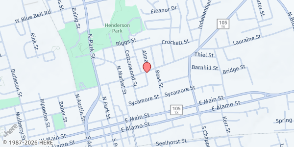 Map showing Faith Mission and Help Center, Inc. at 500 E. Academy St., Brenham, TX