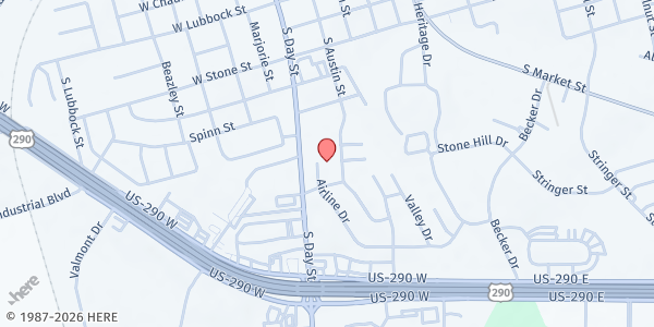 Map showing St. Peter's Episcopal Church at 2310 Airline Dr., Brenham, TX
