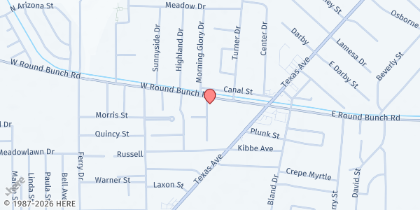 Map showing Bridge City/Orangefield Ministerial Alliance - Food Pantry at 285 W. Round Bunch Rd., Bridge City, TX