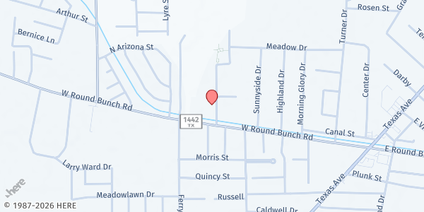 Map showing St. Paul Methodist Church at 1155 W. Round Bunch Rd., Bridge City, TX