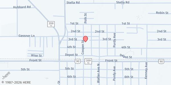Map showing The Hangar Unity Center at 4010 4th St, Brookshire, TX