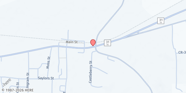 Map showing Rock Hill Outreach Center at 10768 Co. Rd. 3405, Brownsboro, TX