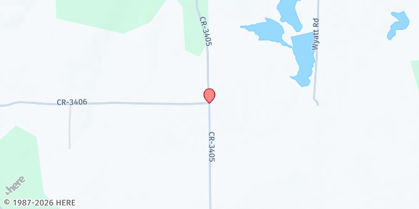 Map showing Rockhill Food Pantry at 10768 CR 3405, Brownsboro, TX