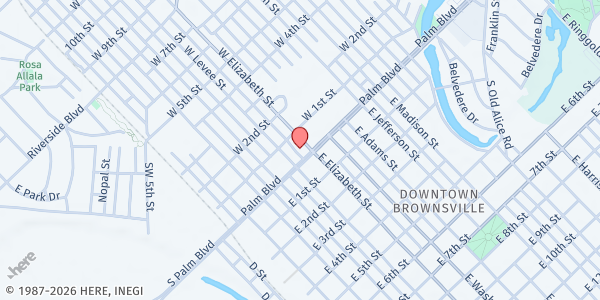 Map showing CommUNITY Food Pantry - Brownsville at 435 Palm Blvd., Brownsville, TX