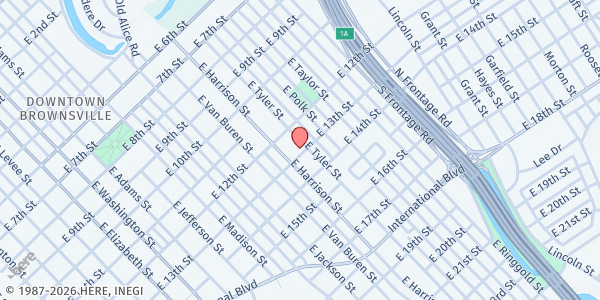 Map showing Good Neighbor Settlement House at 1254 E. Tyler St., Brownsville, TX