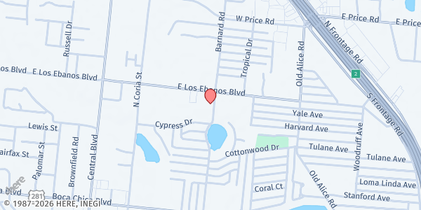 Map showing Mary Mother of Church at 1913 Barnard Rd., Brownsville, TX