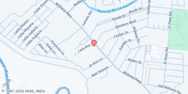 Map showing Our Lady of Good Counsel at 1055 Military Rd., Brownsville, TX