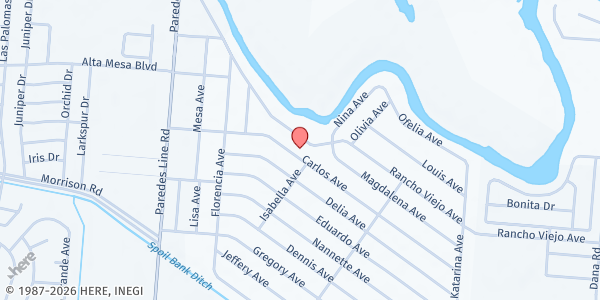 Map showing San Felipe de Jesus Food Pantry at 2218 Carlos Ave., Brownsville, TX