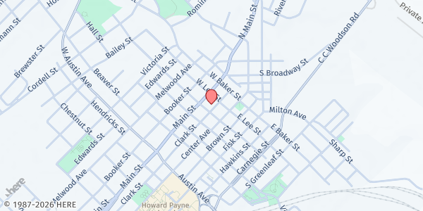 Map showing Good Samaritan Ministries Food Pantry at 305 Clark St., Brownwood, TX