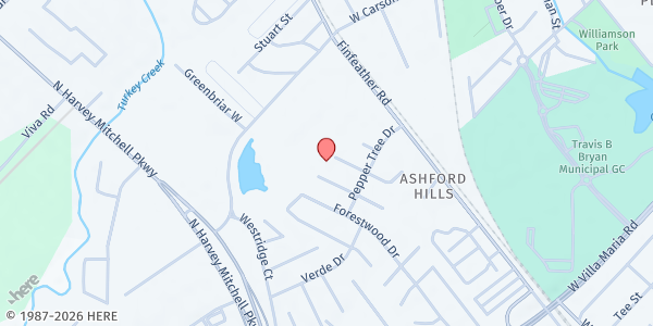 Map showing Project Downtown Fresh Food Drop at 2702 Evergreen Cir., Bryan, TX