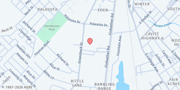 Map showing Sulamita Iglesia Evangelica at 1707 Groesbeck St., Bryan, TX