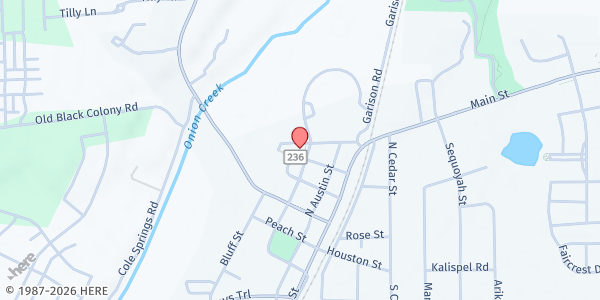 Map showing Buda United Methodist Church Food Pantry at 302 Elm Street, Buda, TX