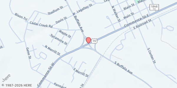 Map showing The Lord's Pantry of Leon County at 504 Hwy 75 N, Buffalo, TX