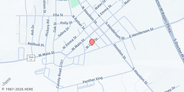 Map showing Bullard Mission House at 307 W. Cain St., Bullard, TX