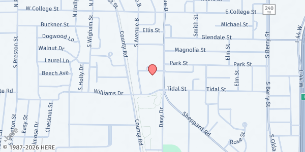 Map showing Jubilee Ministries at 403 S Ave D, Burkburnett, TX