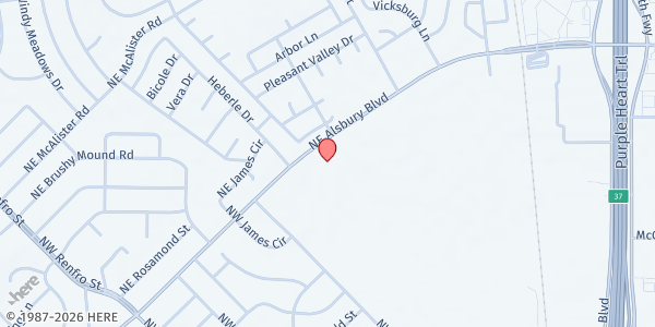 Map showing Alsbury Baptist Church at 500 NE Alsbury Blvd., Burleson, TX